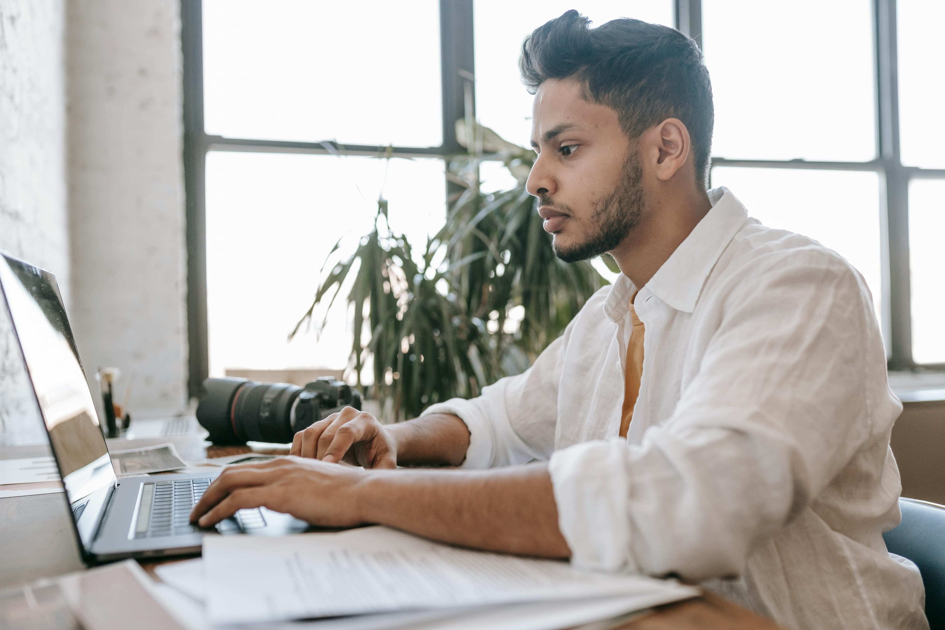 Freelancer working independently on a laptop